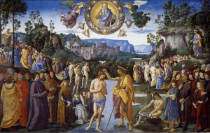 Baptism of Jesus, Perugino-Pinturicchio, c. 1482. Fresco, Sistine Chapel